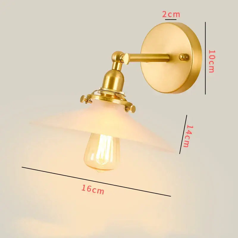 Vintage brass chevron clear glass led wall lamp bedroom sconce