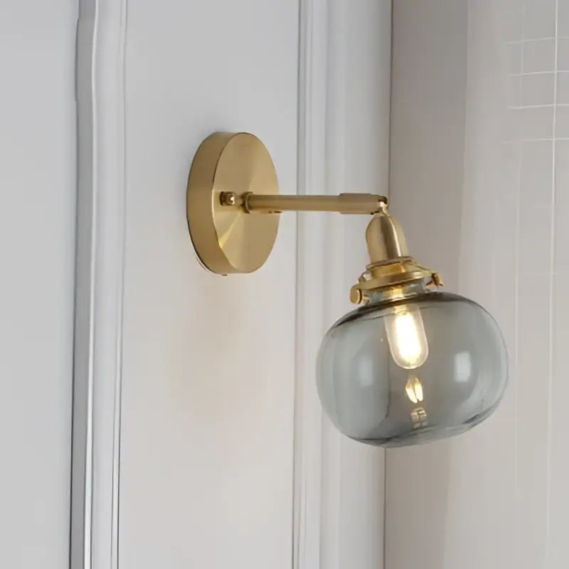 Vintage brass chevron clear glass led wall lamp bedroom sconce