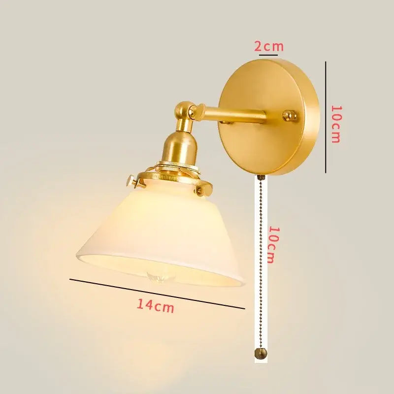 Vintage brass chevron clear glass led wall lamp bedroom sconce