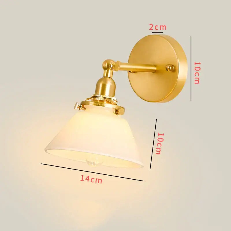 Vintage brass chevron clear glass led wall lamp bedroom sconce