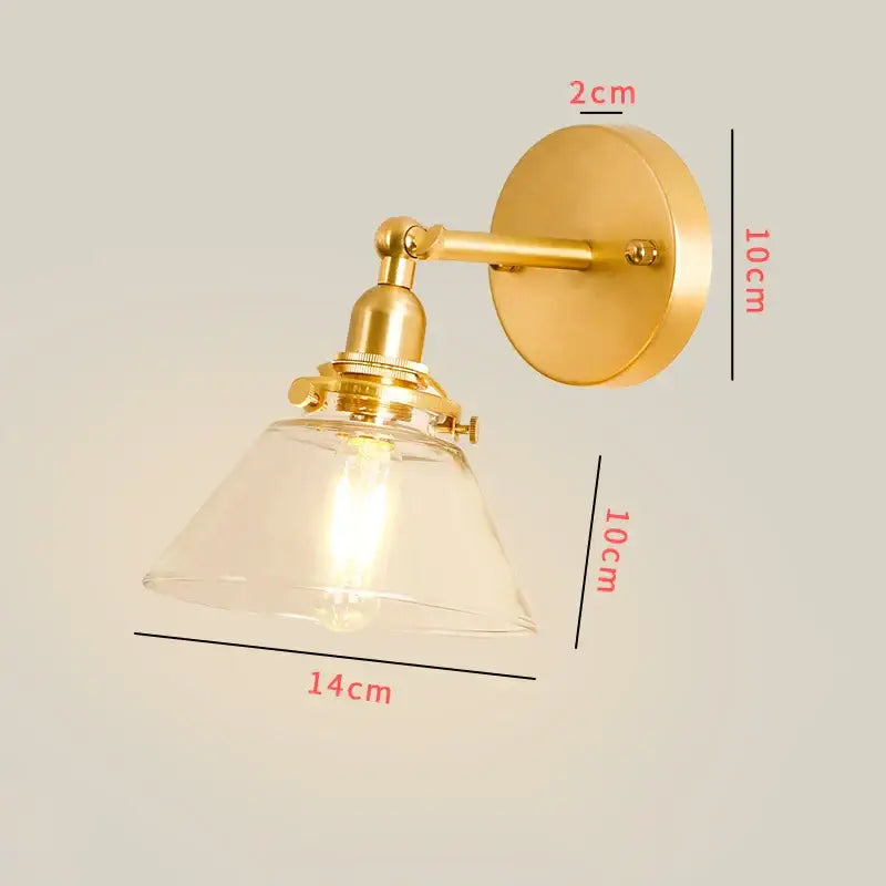 Vintage brass chevron clear glass led wall lamp bedroom sconce
