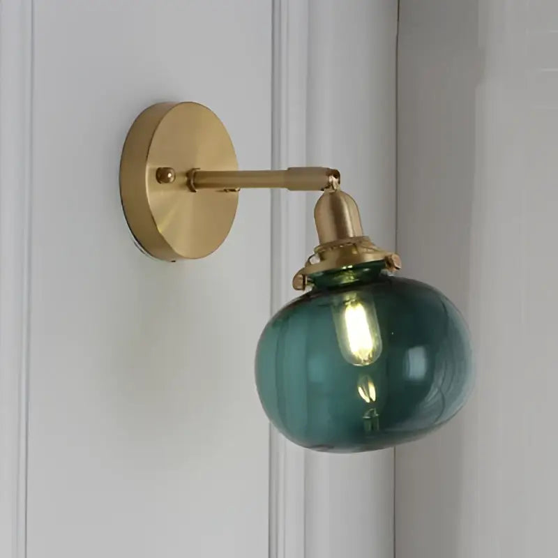 Vintage brass chevron clear glass led wall lamp bedroom sconce