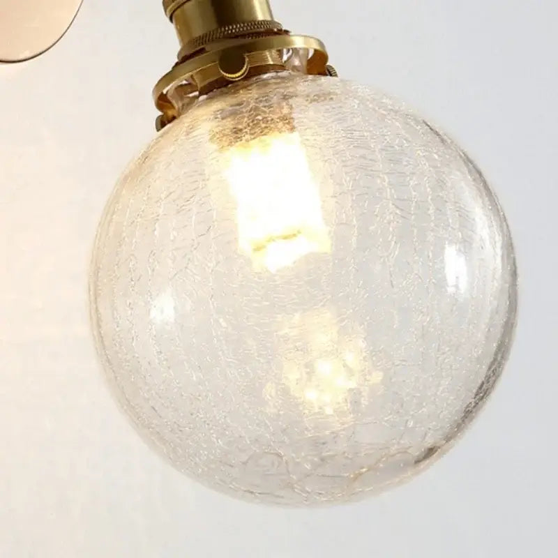 Vintage brass clear glass wall lamp with pull chain switch bathroom