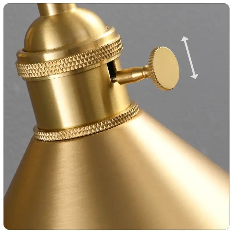 Vintage brass conical led copper wall lights for bedroom with pull chain