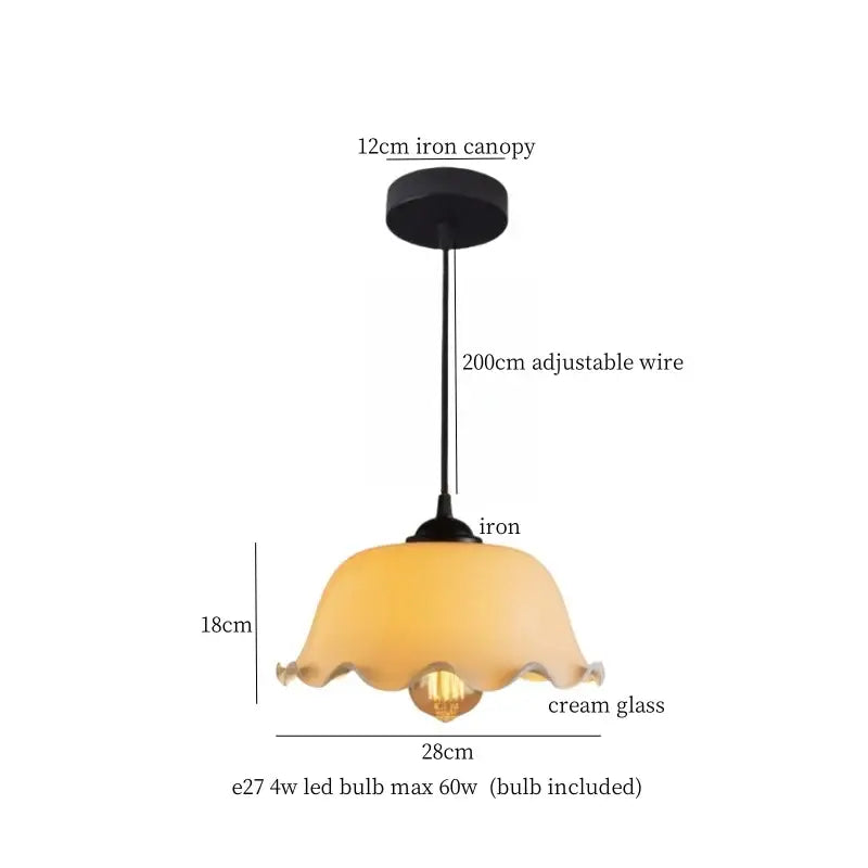 Vintage brass cream glass led pendant light for dining room