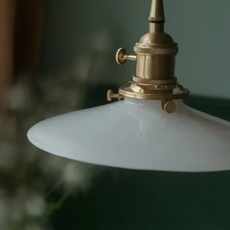 Vintage brass cream glass led pendant light for dining room