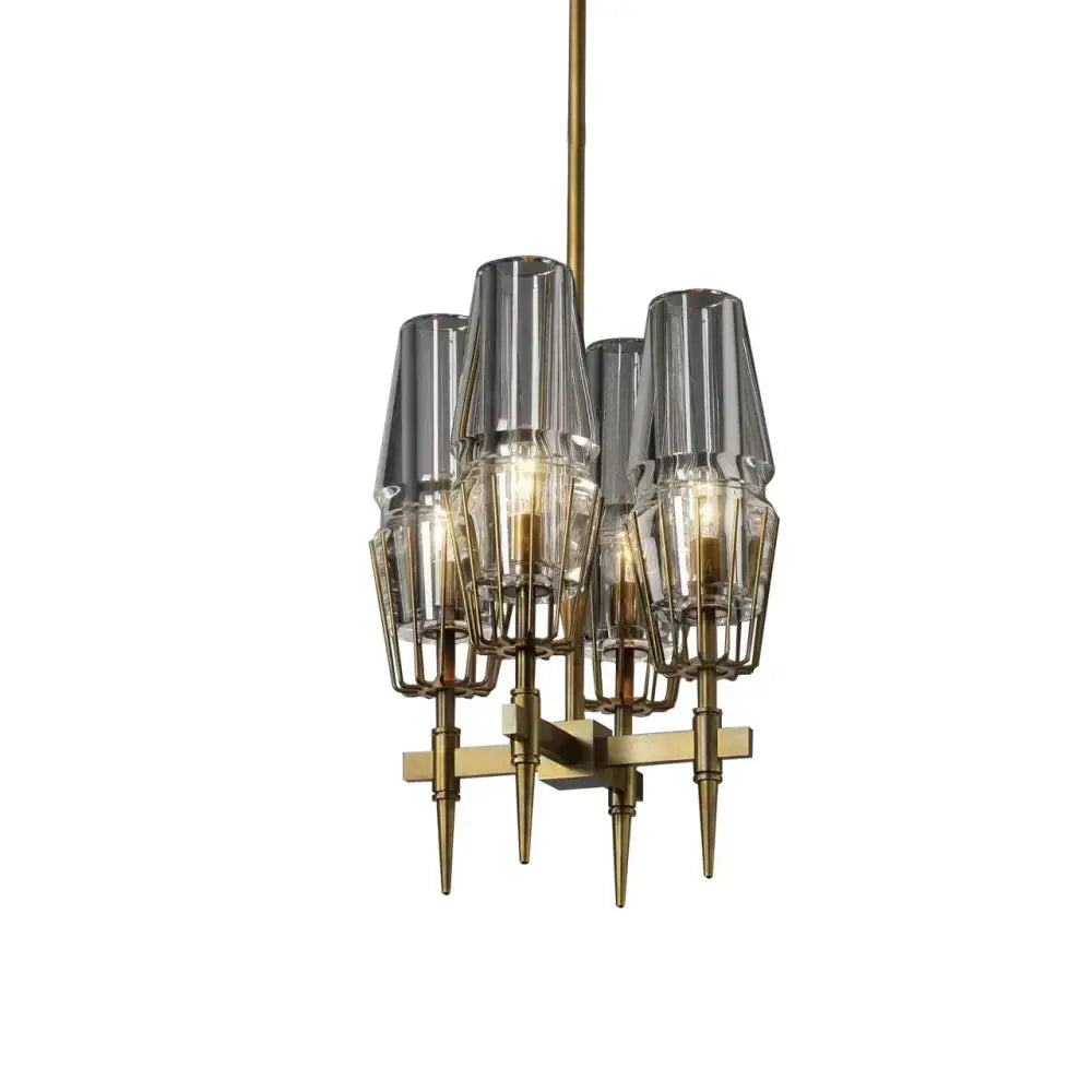 Vintage brass crystal chandelier lights for dining room smoked glass