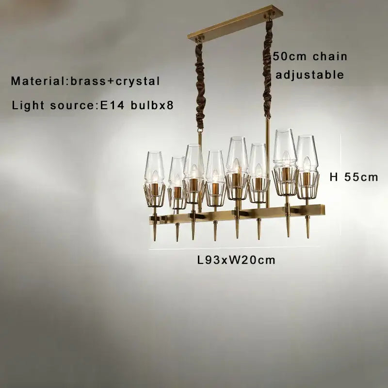 Vintage brass crystal chandelier lights for dining room smoked glass