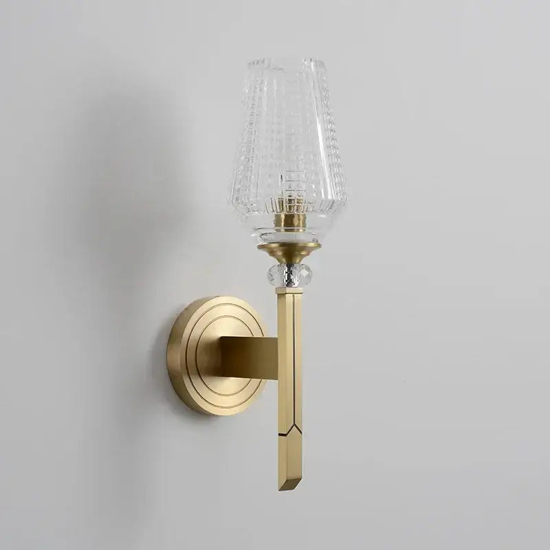 Vintage brass crystal copper wall lamp for bedroom warm light