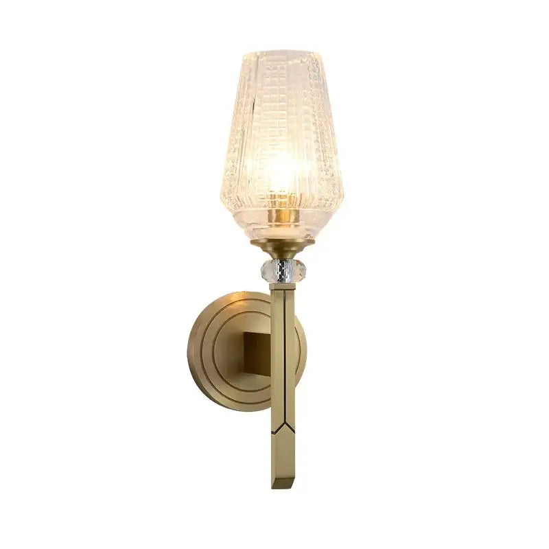 Vintage brass crystal copper wall lamp for bedroom warm light