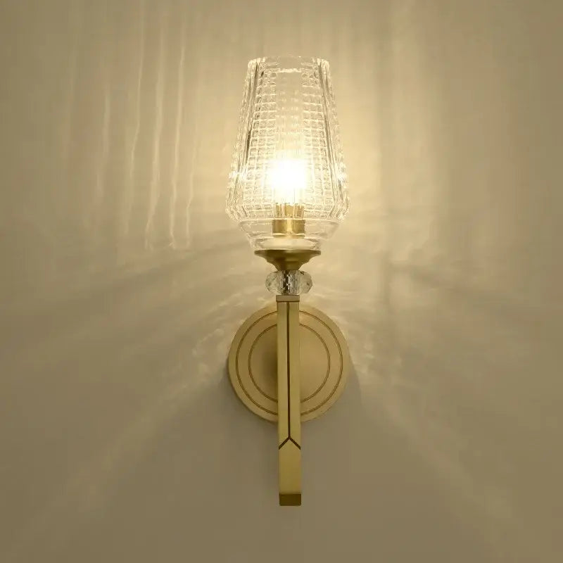 Vintage brass crystal copper wall lamp for bedroom warm light