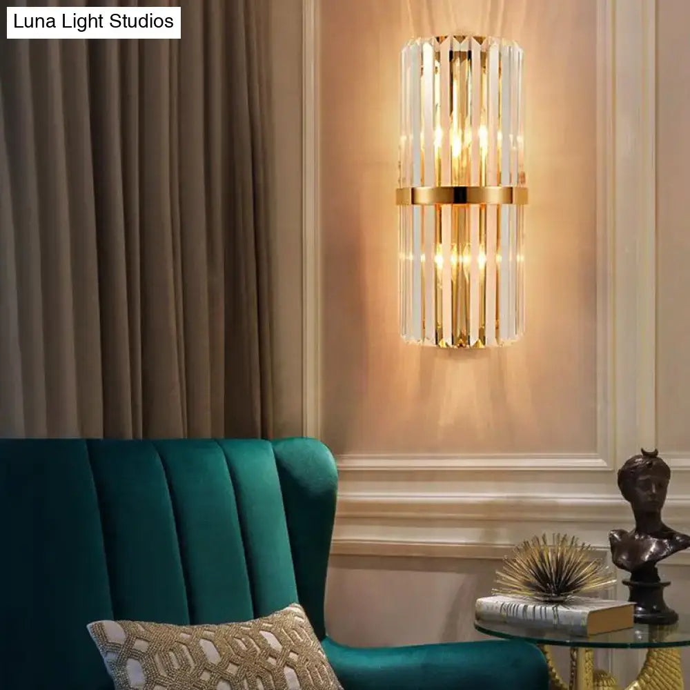 Vintage brass crystal wall lamp for living room