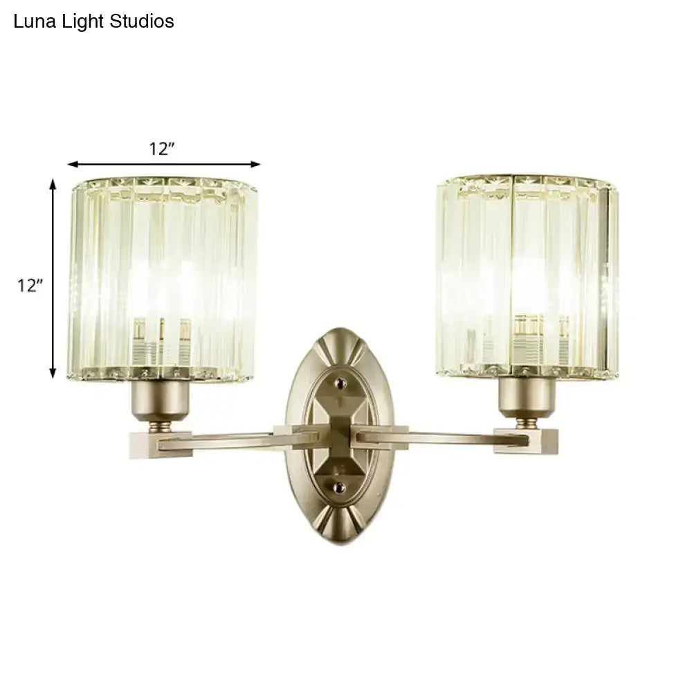 Vintage brass crystal wall light fixture for living room