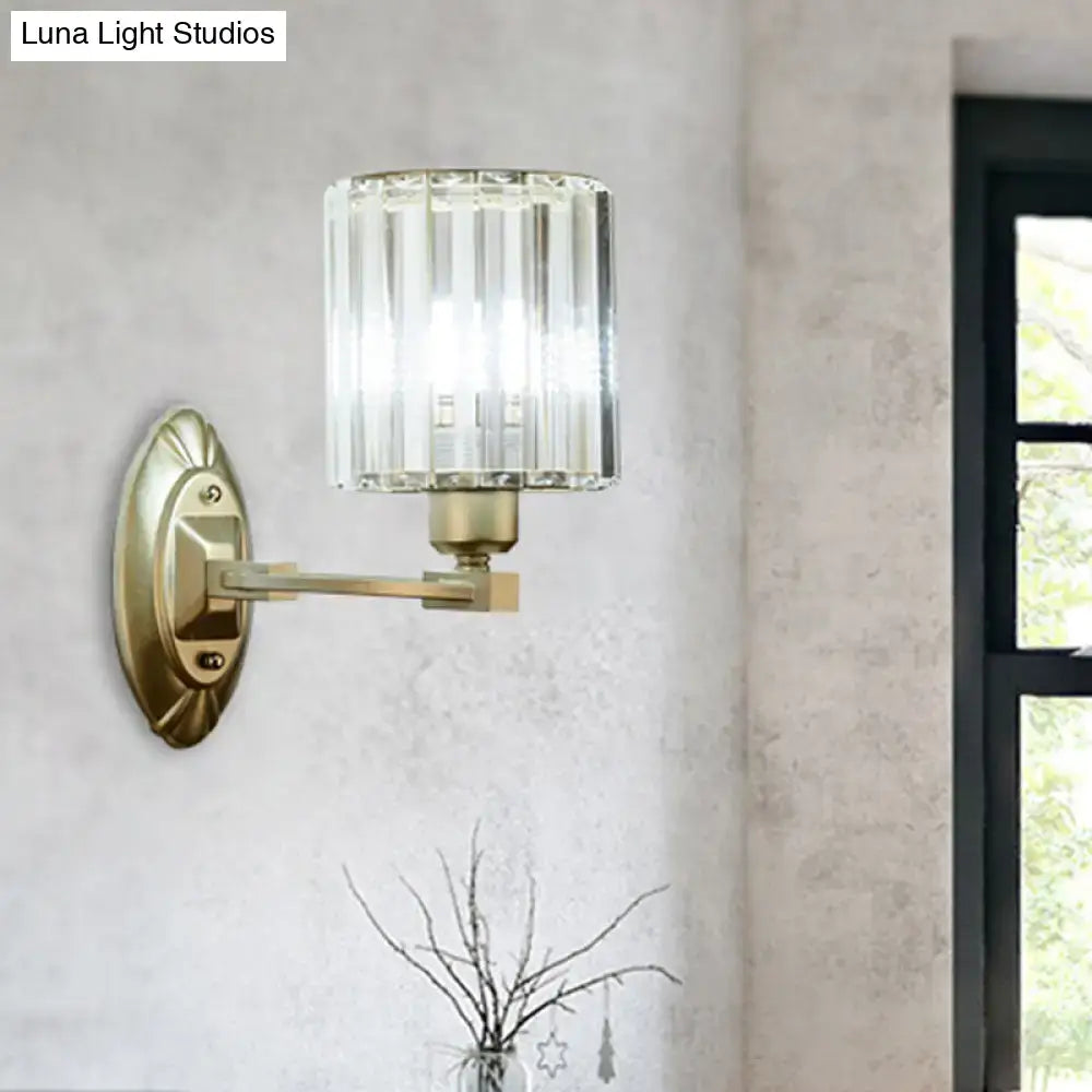 Vintage brass crystal wall light fixture for living room