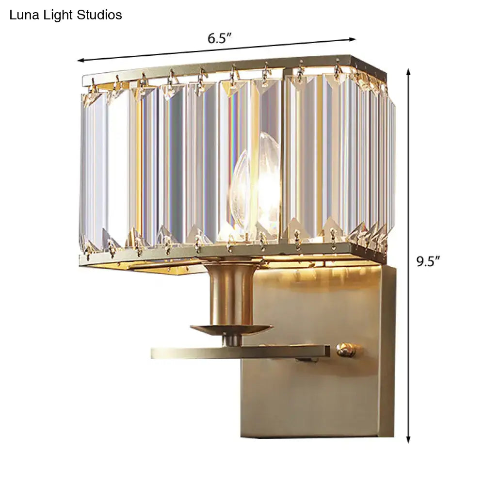 Vintage brass crystal wall sconce bedroom e12 bulb base light