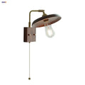 Vintage brass & dark wood wall light sconce bedroom pull chain lamp