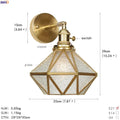 Vintage brass etched glass globe led wall light bedroom sconce