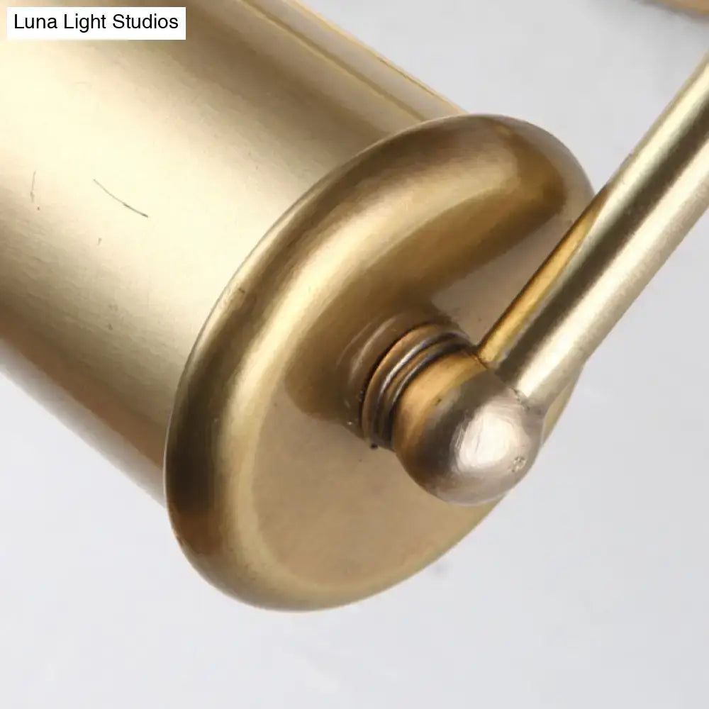 Vintage brass finish cylindrical vanity lamp for bathroom