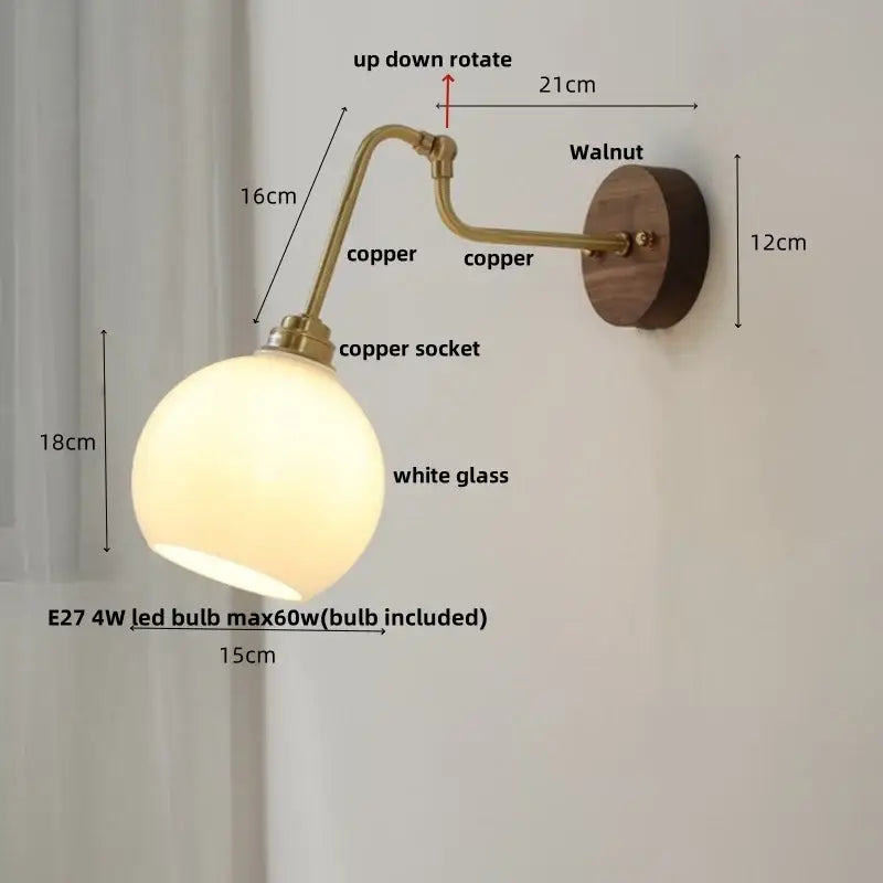 Vintage brass flower led wall lights with rotate pull chain bedroom
