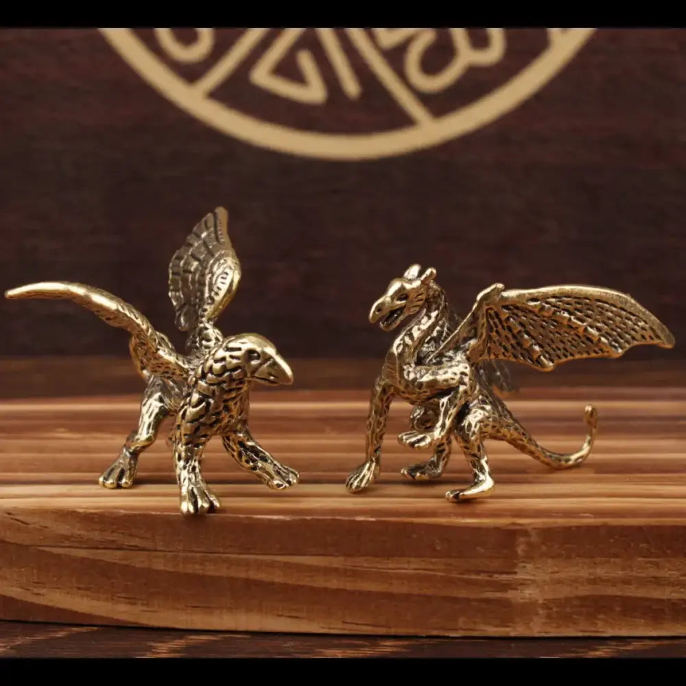 Vintage brass flying dragon sculpture living room ornament