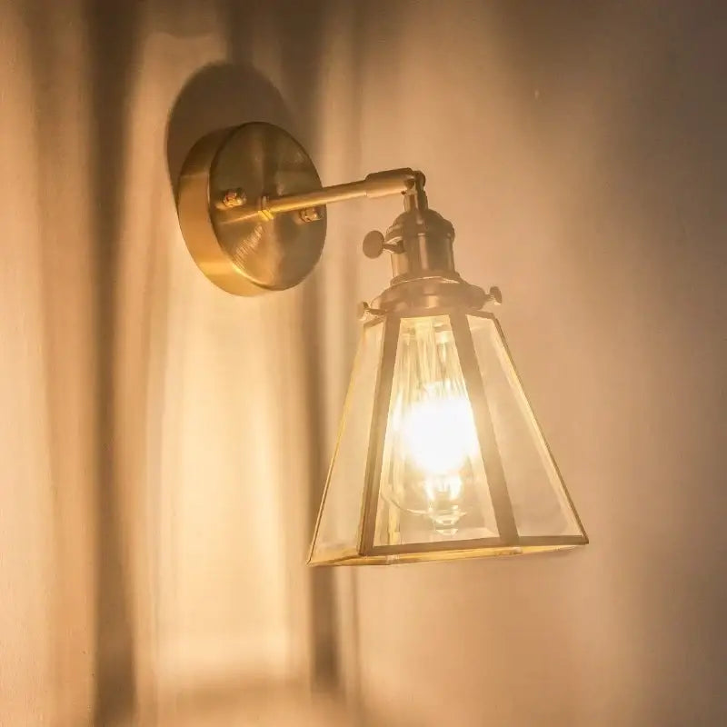 Vintage brass glass led wall light bathroom mirror sconce