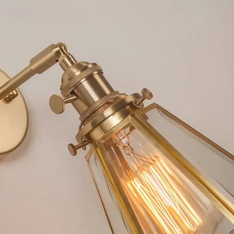 Vintage brass glass led wall light bathroom mirror sconce