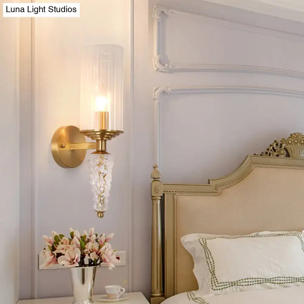 Vintage brass glass shade wall mounted sconce bedroom light