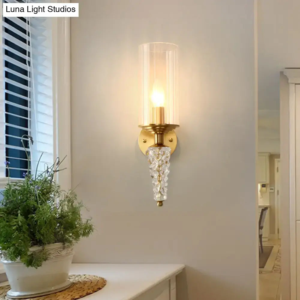 Vintage brass glass shade wall mounted sconce bedroom light