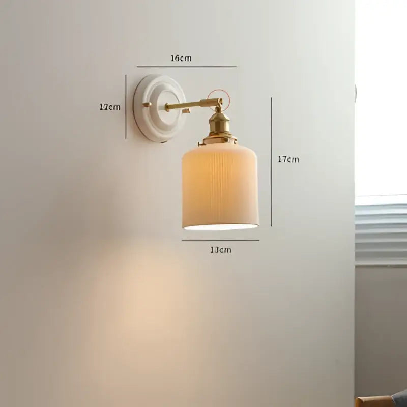 Vintage brass globe wall sconce bedroom ribbed glass light