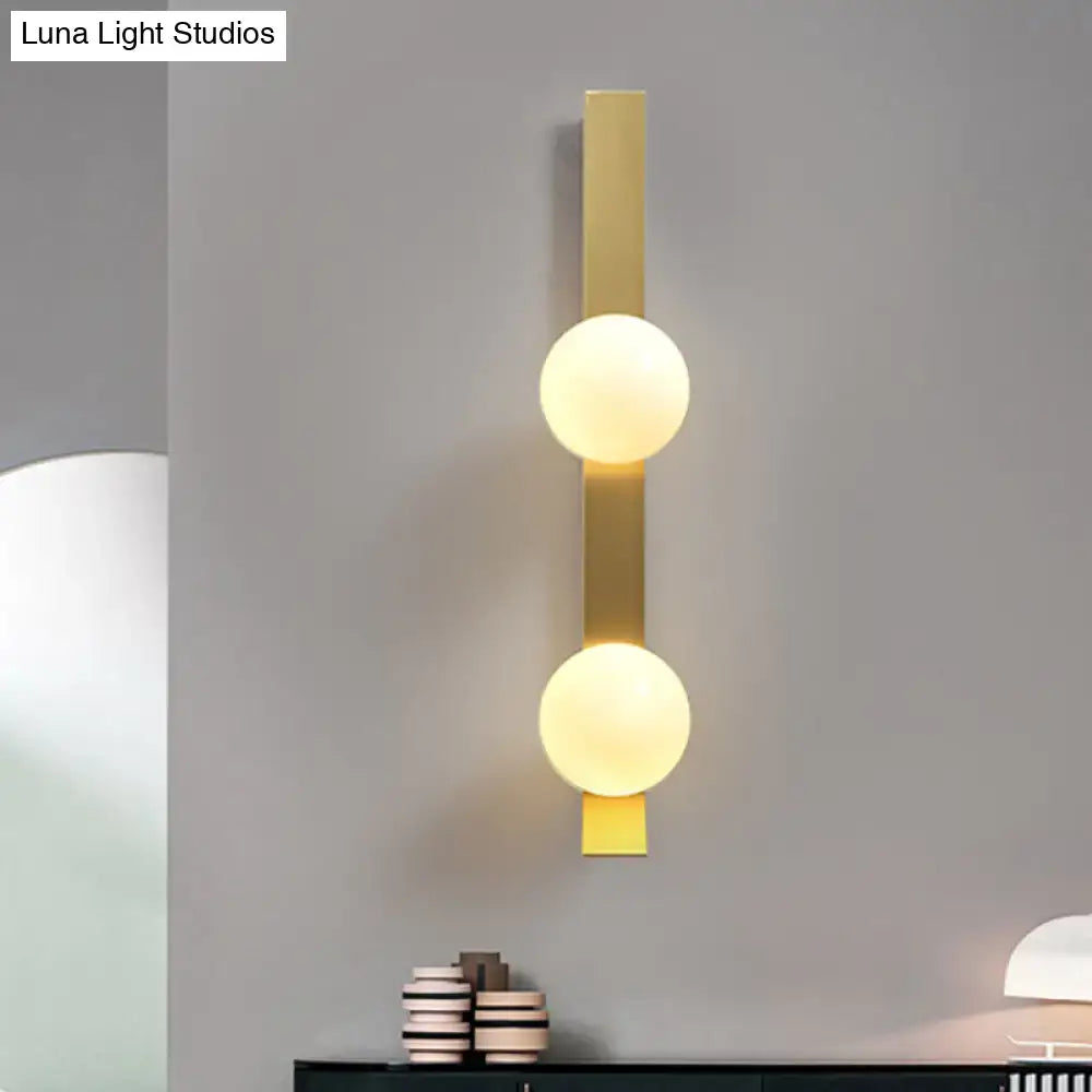Vintage brass ivory glass shade wall light bedroom sconce