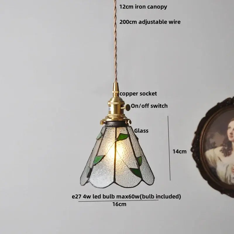Vintage brass led pendant light clear amber & teal dining room