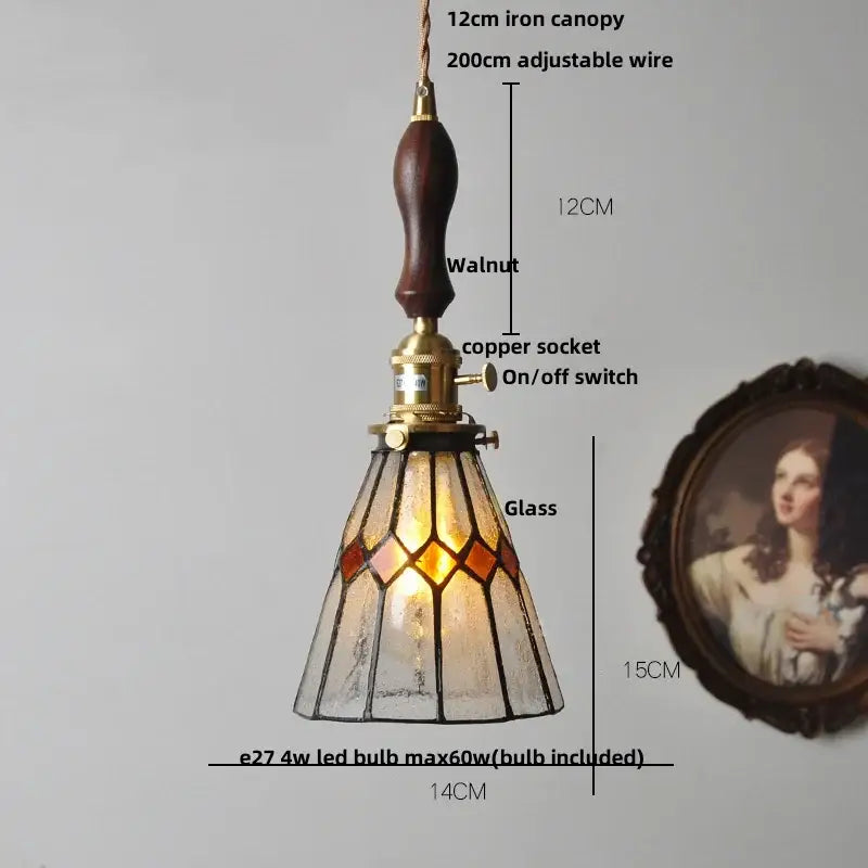 Vintage brass led pendant light clear amber & teal dining room