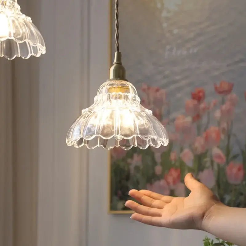 Vintage brass led wall light with fluted glass shade bedroom sconce