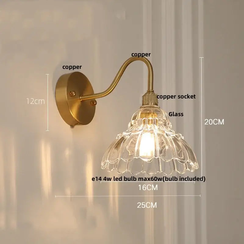 Vintage brass led wall sconce with pull chain bathroom vanity light