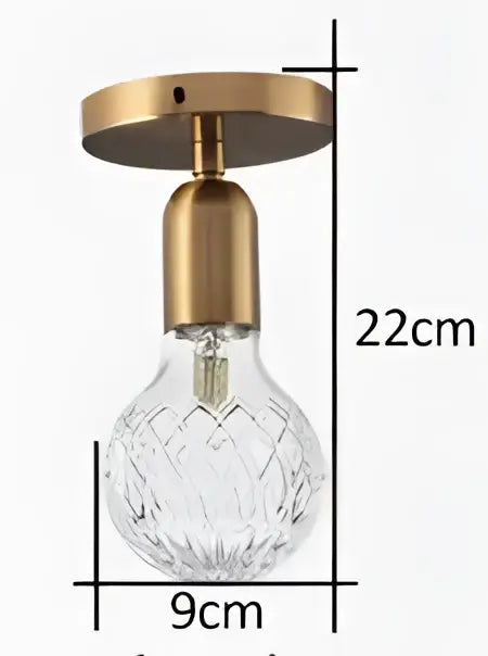 Vintage brass pendant lamp with faceted glass for dining room