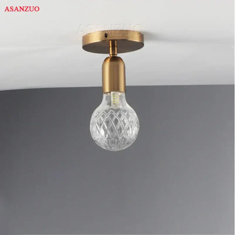 Vintage brass pendant lamp with faceted glass for dining room