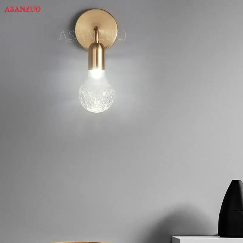 Vintage brass pendant lamp with faceted glass for dining room