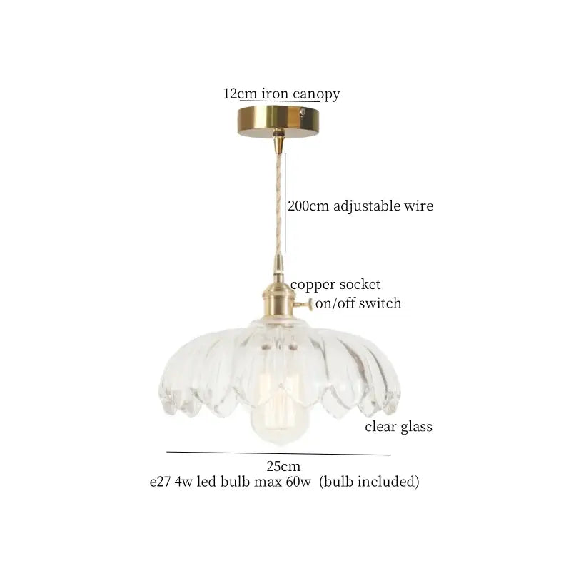 Vintage brass pleated led pendant light dining room edison bulb