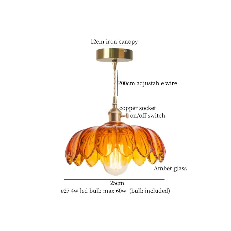 Vintage brass pleated led pendant light dining room edison bulb