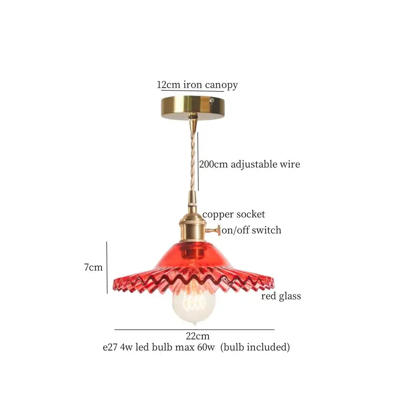 Vintage brass pleated led pendant light dining room edison bulb