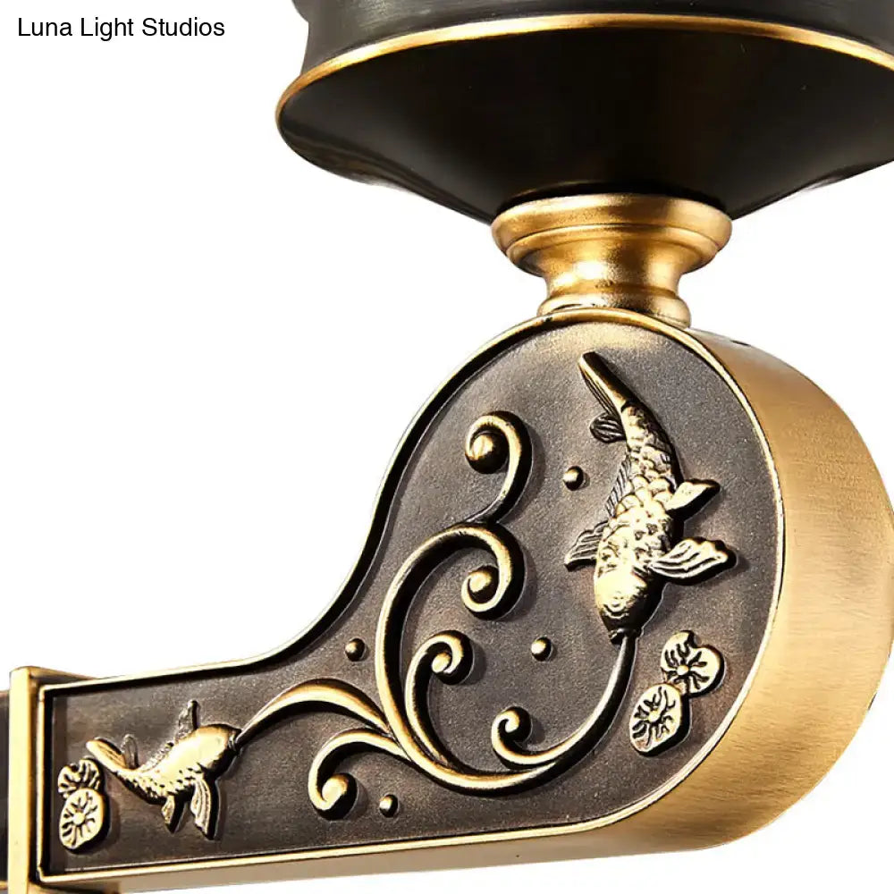 Vintage brass sconce with clear textured glass – living room light