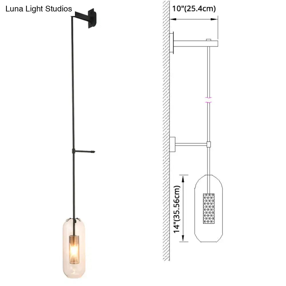 Vintage brass wall lamp with clear glass cylinder – living room sconce