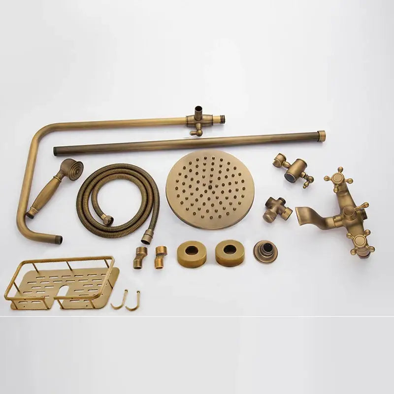 Vintage brass wall mount bathtub faucet with shower set for bathroom