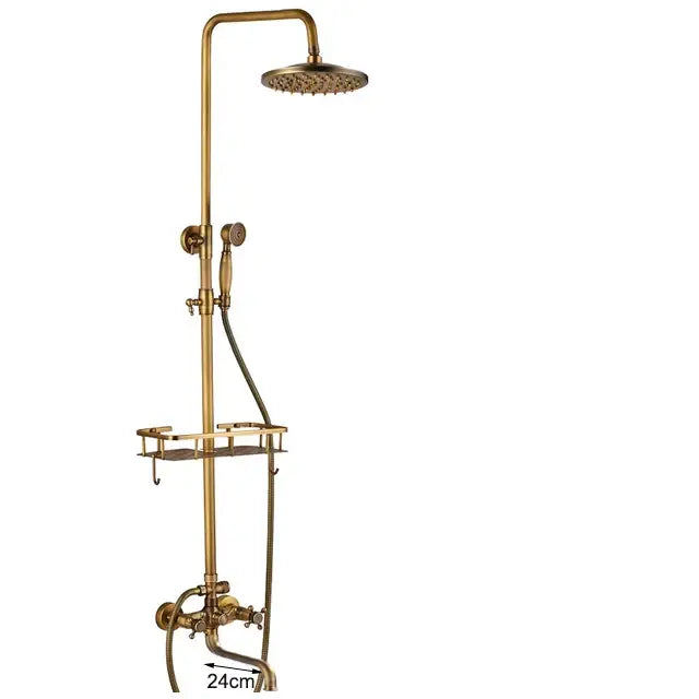 Vintage brass wall mount bathtub faucet with shower set for bathroom