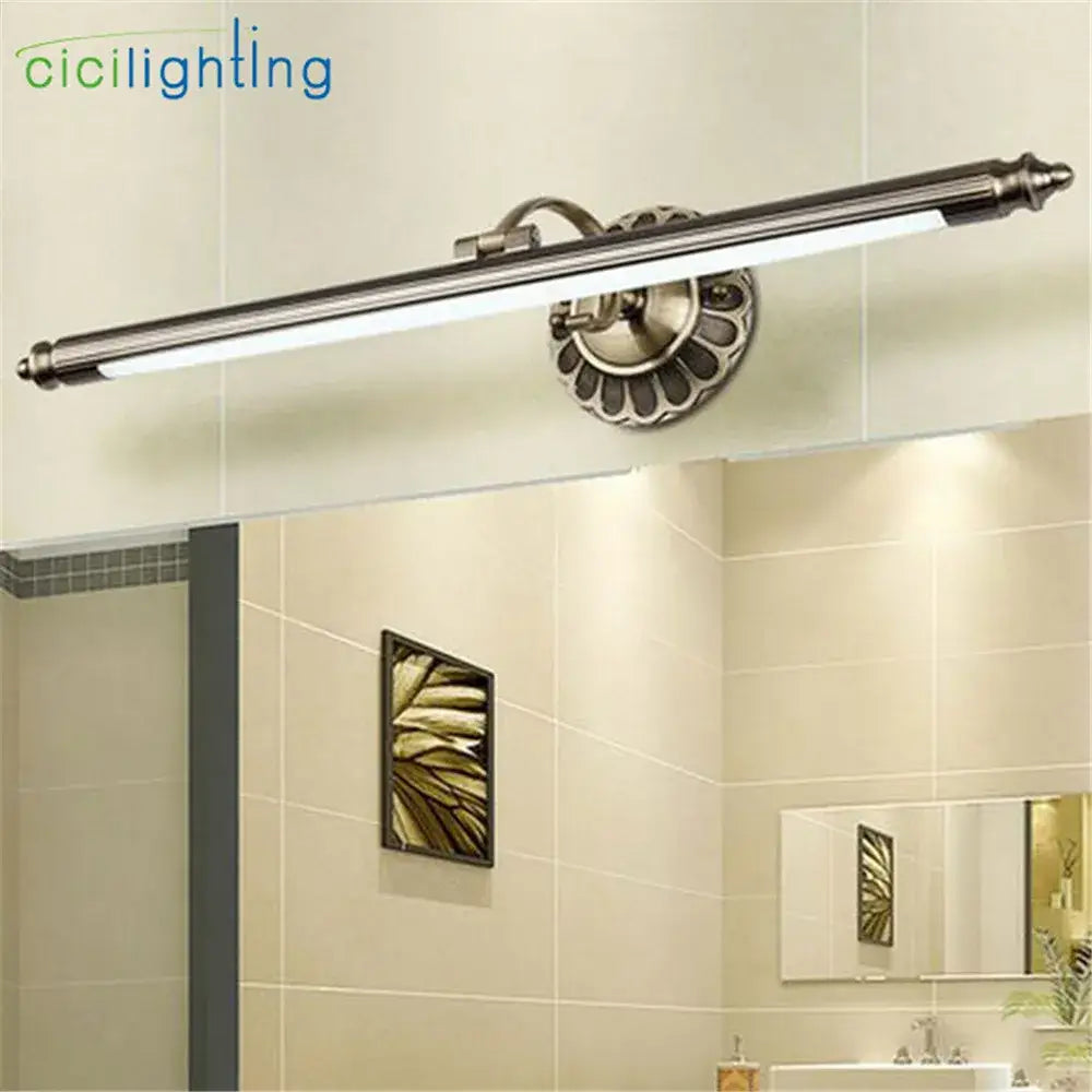 Vintage bronze led bathroom wall lamp with fluted mounting plate