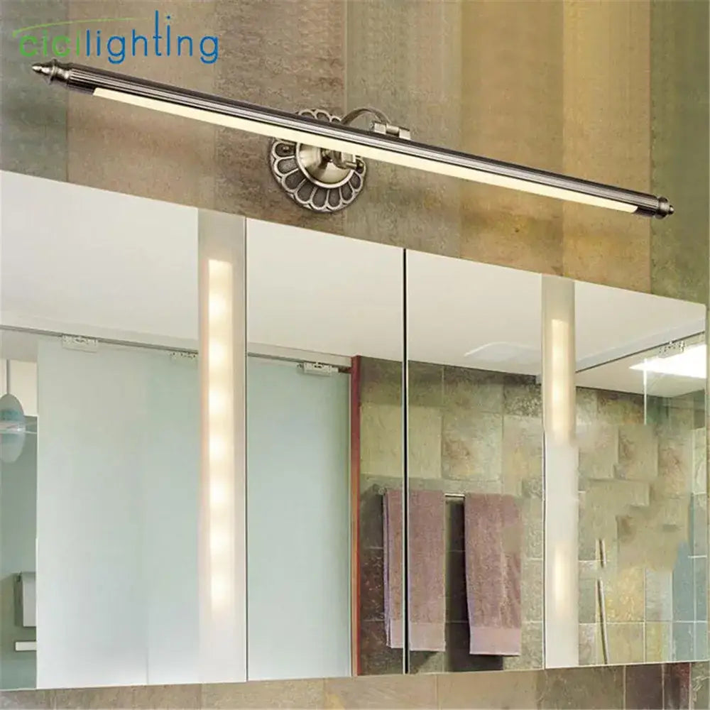 Vintage bronze led bathroom wall lamp with fluted mounting plate