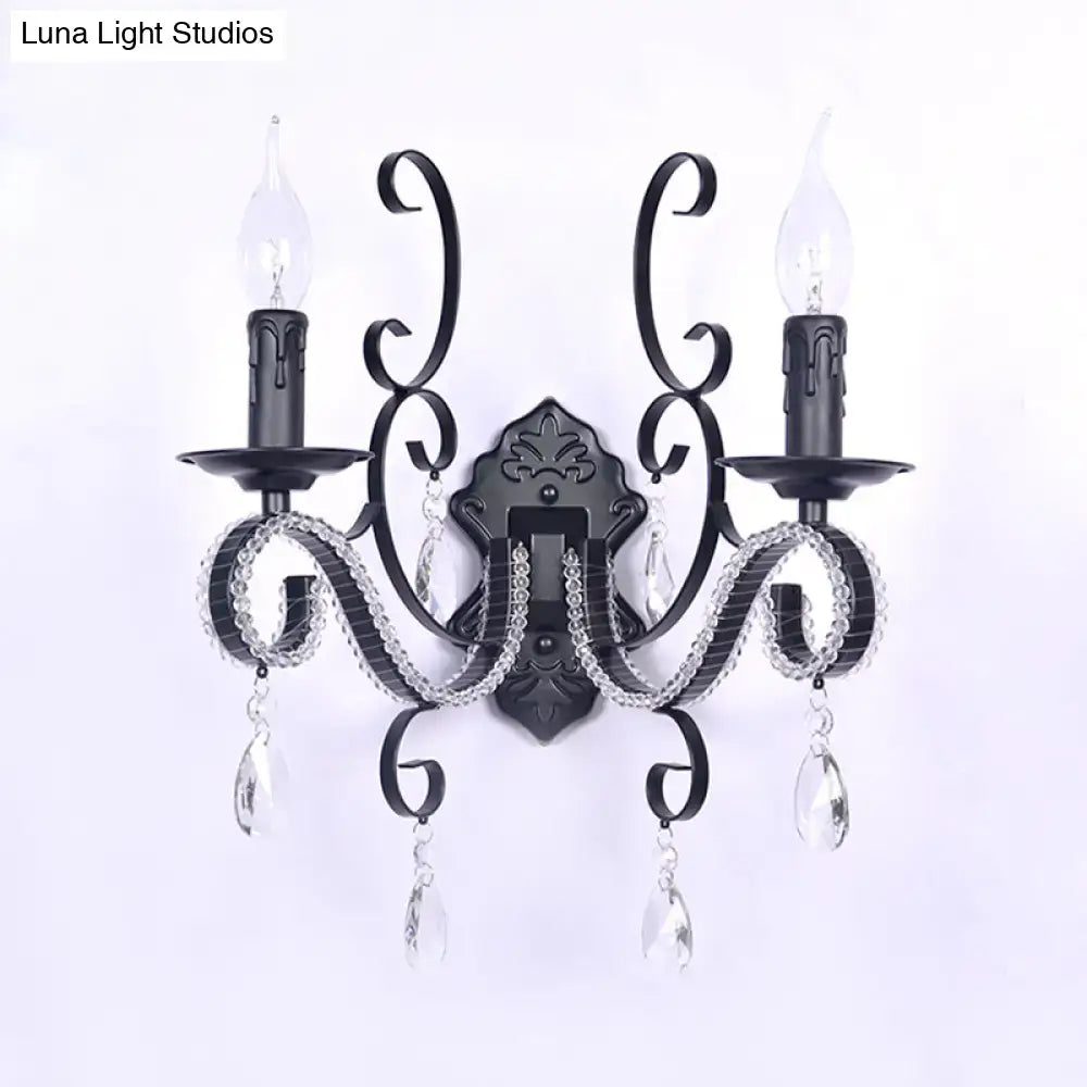 Vintage bronze wall mounted lamp with crystal living room sconce