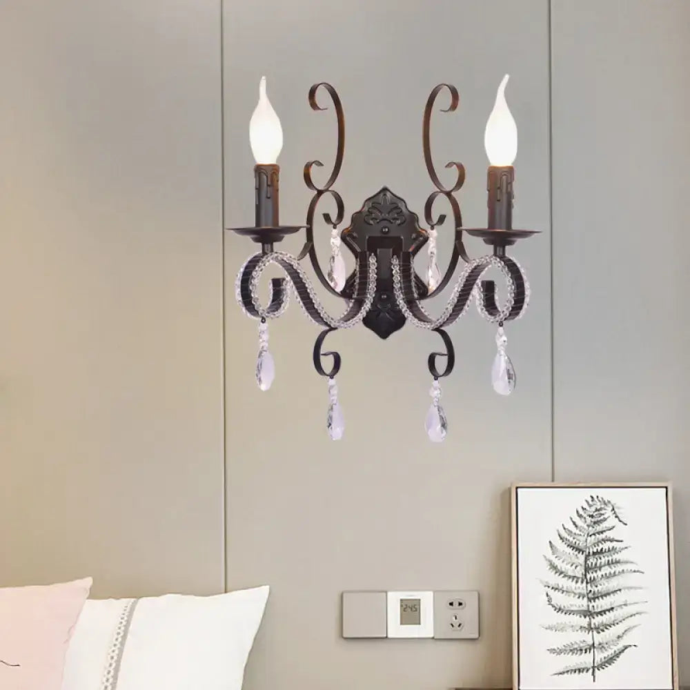 Vintage bronze wall mounted lamp with crystal living room sconce