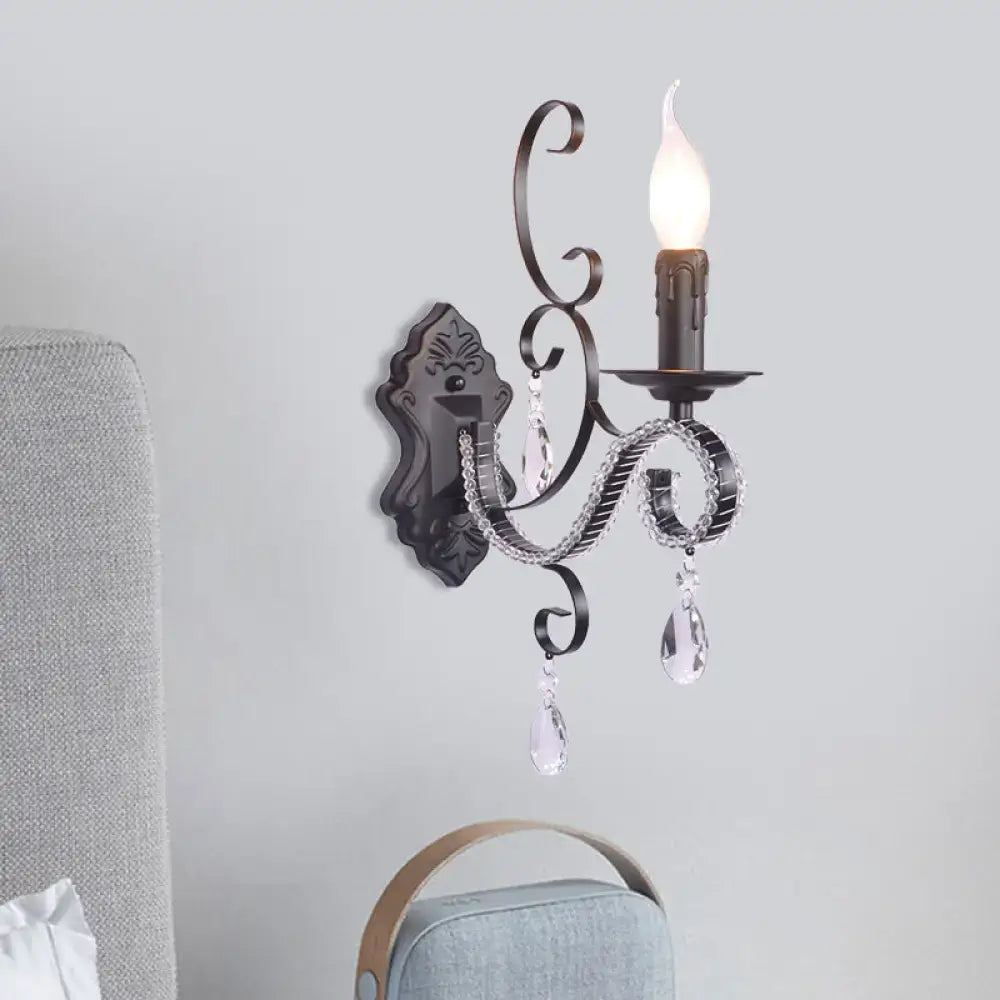 Vintage bronze wall mounted lamp with crystal living room sconce