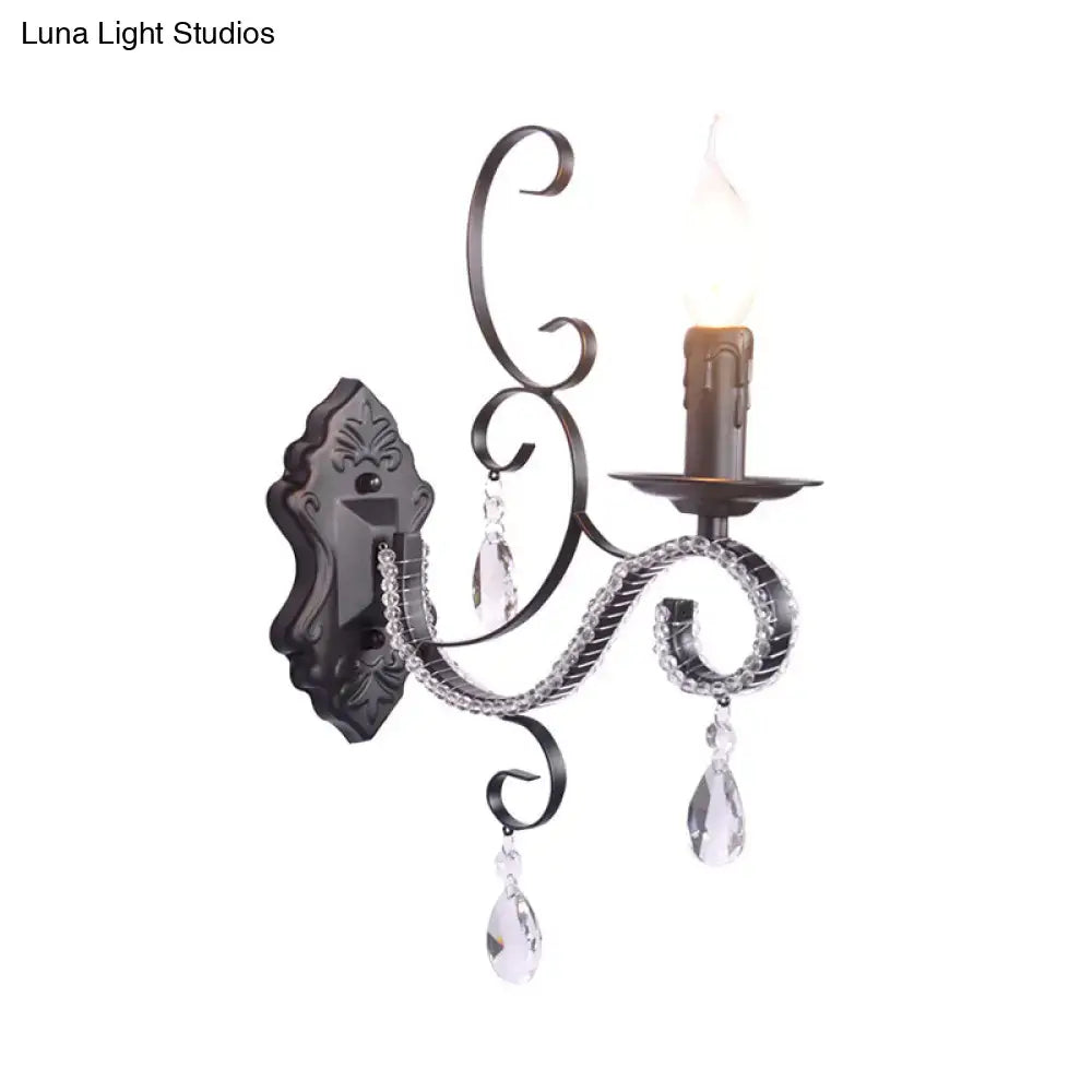 Vintage bronze wall mounted lamp with crystal living room sconce